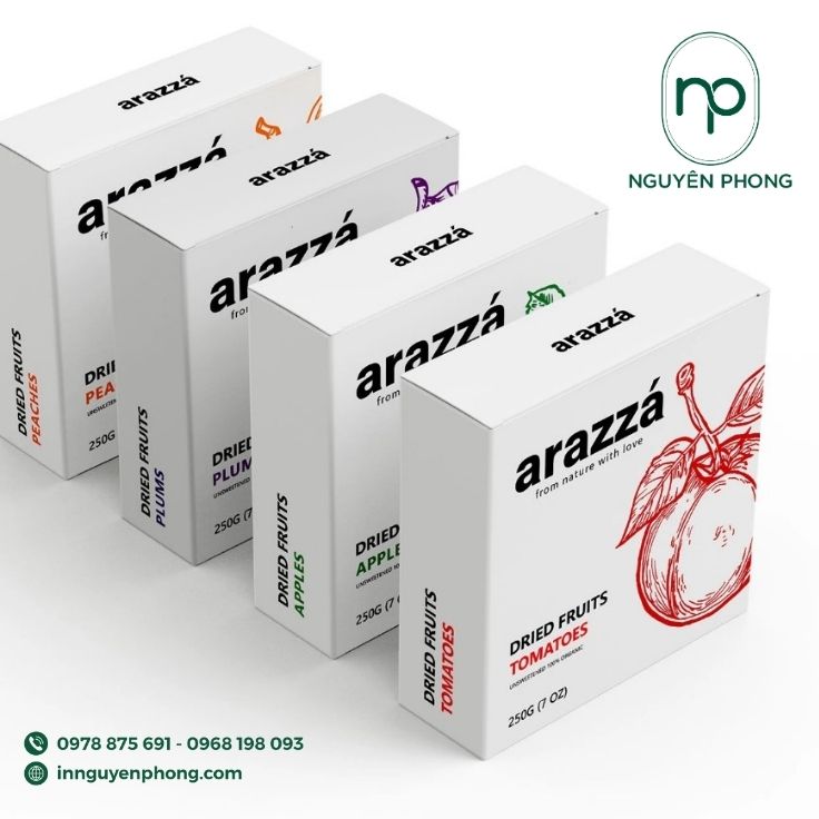 Mẫu hộp giấy ivory đựng mứt trái cây